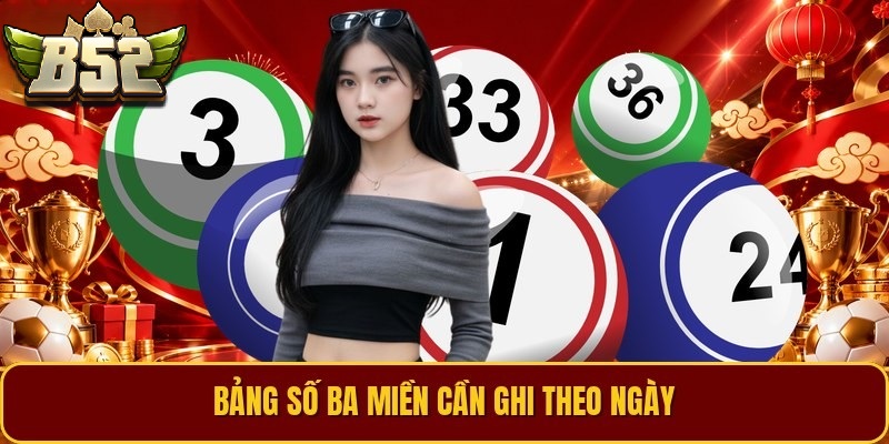 Bảng số ba miền cần ghi theo ngày